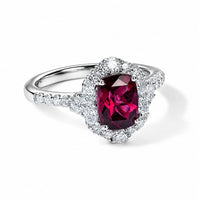 D'Joy Premium Usambara Color Change Garnet, Moissanite Ring in Rhodium Over Sterling Silver (Size 10.0) 2.40 ctw 8614244