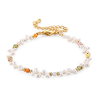 Multi Gemstone 18.00 ctw Beaded Bracelet in Goldtone (6.50-8.50In)