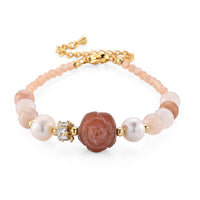 Multi Gemstone Beaded Bracelet in Goldtone (6.50-8.50In) 40.00 ctw