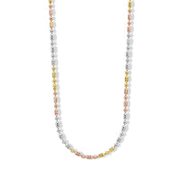 Italian 0.4mm Moon Chain Necklace in Tritone Plated Sterling Silver 18 Inches 4.45 Grams