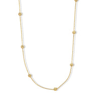 Italian 0.6mm Station Round JZ LN Necklace in 14K Yellow Gold Over Sterling Silver 18 Inches 3.07 Grams
