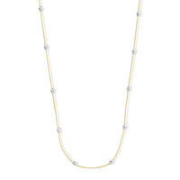 Italian 0.5mm Station Oval Typhoon Necklace in 14K Yellow Gold Over and Sterling Silver 18 Inches 3.27 Grams