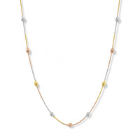 Italian 0.6mm Station Oval Typhoon Necklace in Tritone Plated Sterling Silver 18 Inches 4.37 Grams