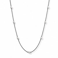 Italian 0.5mm Station Oval Typhoon Necklace in Black Rhodium and Sterling Silver 18 Inches 3.27 Grams