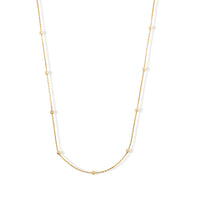 Italian 0.5mm Station Round Jianzi Necklace in 14K Yellow Gold Over Sterling Silver 18 Inches 3.27 Grams