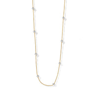Italian 0.5mm Station Round Jianzi Necklace in 14K Yellow Gold Over and Sterling Silver 18 Inches 3.27 Grams