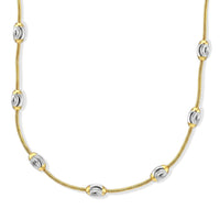 Italian 0.6mm Round Snake and Station Moon Necklace in 14K Yellow Gold Over and Sterling Silver 18 Inches 6.51 Grams
