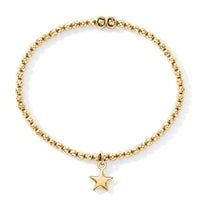 Italian 0.6mm New Strech Chain Bracelet with Charm in 14K Yellow Gold Over Sterling Silver 5 Grams