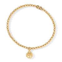 Italian 0.6mm New Strech Chain Bracelet with Charm in 14K Rose Gold Over Sterling Silver 5 Grams