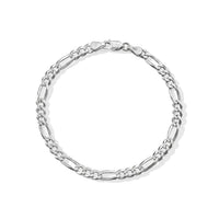 4.5mm Figaro Super Flat Chain Bracelet in Sterling Silver (7.50 In) 3.90 Grams