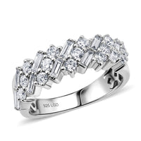 Luxuriant Lab Grown Diamond G VS 1.10 ctw Band Ring in Rhodium Over Sterling Silver