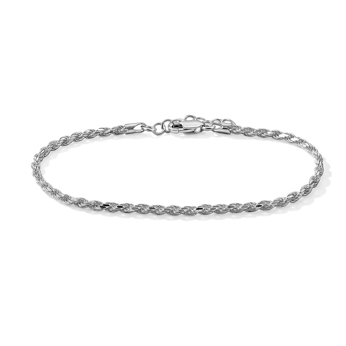 Italian 2.5mm Rope Chain Bracelet in Sterling Silver (7.00 In) 3.65 Grams