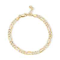 5mm Figaro Super Flat Chain Bracelet in 14K YG Over and Sterling Silver (7.00 In) 3.50 Grams