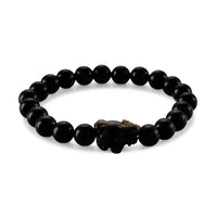 Golden and Black Obsidian Beaded Stretch Bracelet 97.50 ctw