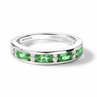D''Joy Premium Tsavorite Garnet and Moissanite 1.10 ctw Band Ring in Rhodium Over Sterling Silver (Size 10.0)