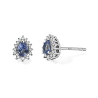 D''Joy Peacock Tanzanite, White Zircon Stud Earrings in Rhodium Over Sterling Silver 0.50 ctw