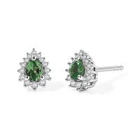 D''Joy Spessartine Garnet and White Zircon 0.50 ctw Stud Earrings in Rhodium Over Sterling Silver