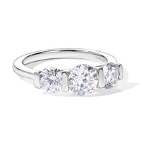 D''Joy Moissanite (Rnd 6mm) 3 Stone Ring in Rhodium Over Sterling Silver (Size 10.0) 1.70 ctw