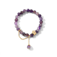 African Amethyst 86.00 ctw Beaded Stretch Bracelet in Goldtone