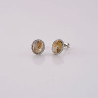 Golden Rutilated Quartz Earrings in Silvertone 1.10 ctw