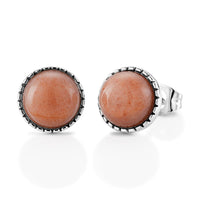 Peach Moonstone Earrings in Silvertone 1.00 ctw