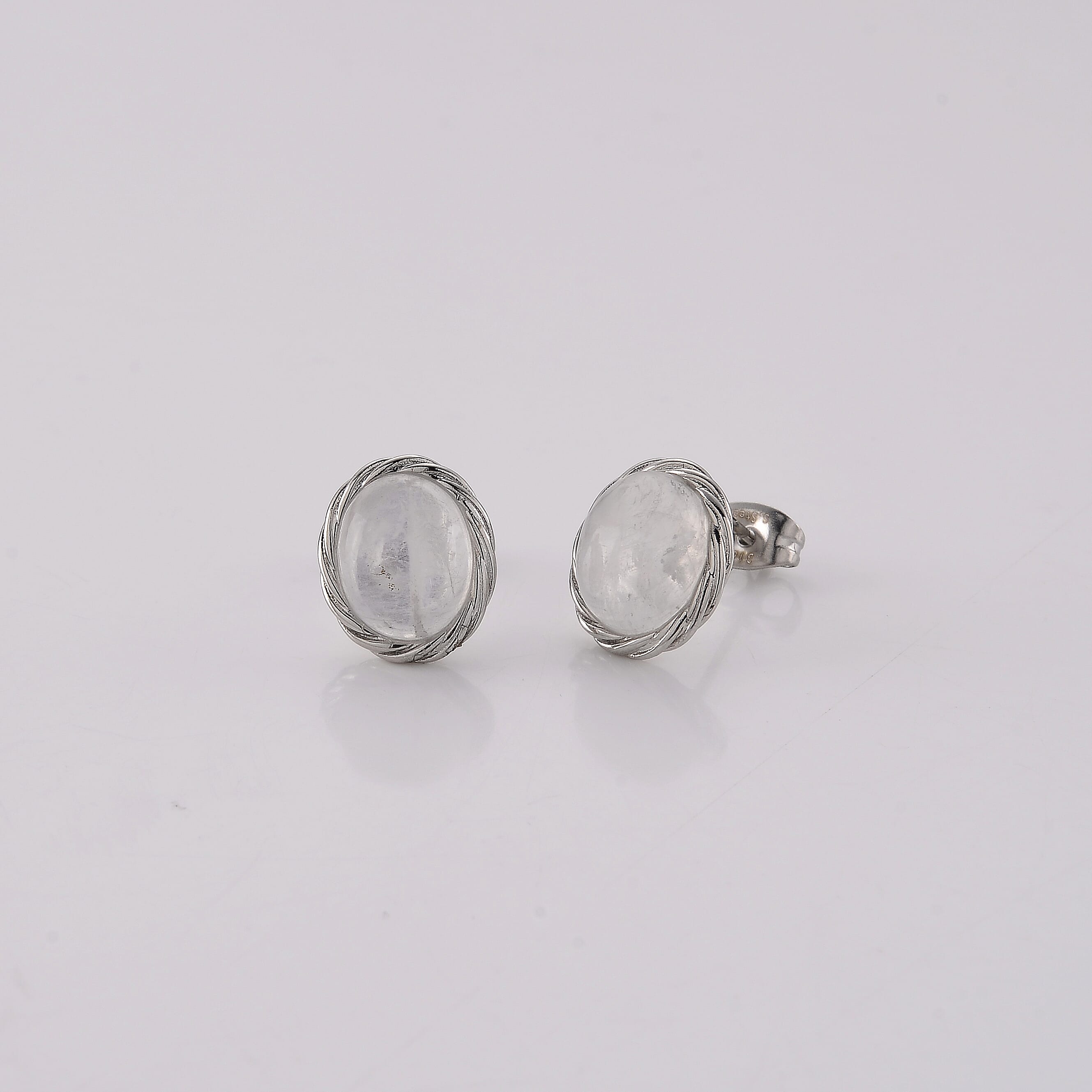 Rainbow Moonstone Earrings in Silvertone 1.40 ctw