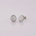 Rainbow Moonstone Earrings in Silvertone 1.40 ctw - Sticky add to cart bar