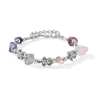 Multi Fluorite 10.00 ctw Beaded Stretch Bracelet in Silvertone (6.75-8.25 In)