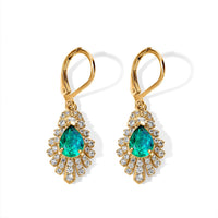 EverTrue Peacock Quartz, White Zircon Feather Glow Earringsin 18K YG Plated 3.35 ctw