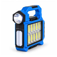 Livmore Blue Solar Flashlight, 3-Level Dimming with Phone Charging Point 1200mAh (6.9"x6.5"x1.9")