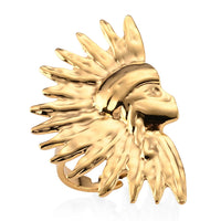 Native American Chief Head Ring in ION Plated YG Stainless Steel (Adjustable)