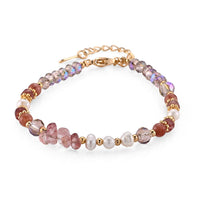Multi Gemstone Beaded Bracelet in Goldtone (6.5-8.5In)