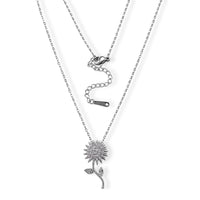 Simulated Diamond Necklace in Silvertone Stainless Steel 18 Inches