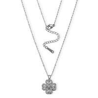 Simulated Diamond Necklace in Silvertone Stainless Steel 18 Inches