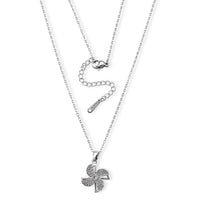 Simulated Diamond Necklace in Silvertone Stainless Steel 18 Inches
