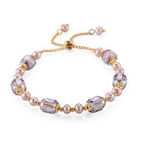 Austrian Crystal and Freshwater Pearl Bracelet in Goldtone (6.5-8.5In)