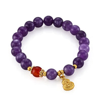 African Amethyst and Red Agate 95.00 ctw Beaded Bracelet in Goldtone (6.25-6.75In)