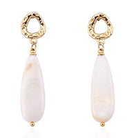Elongated Drops Shell Earrings in Goldtone