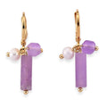 Kunzite and Fresh Water Pearl 10.00 ctw Earrings in Goldtone - Sticky add to cart bar