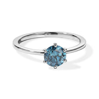Luxuriant Lab Grown Blue Diamond (SI)(IR) 1.00 ctw Solitaire Ring in 10K White Gold (Size 8.0)