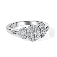D'Joy Diamond Royal Trinity Radiance Ring in Rhodium Over Sterling Silver (Size 10.0) 0.35 ctw