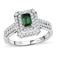 Certified & Appraised D'Joy Premium Pirineu Lagoon Tourmaline and Moissanite 1.30 ctw Ring in Rhodium Over Sterling Silver