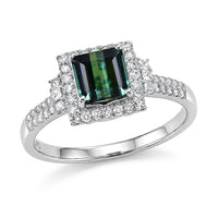 Certified & Appraised Luxoro 10K White Gold AAA Pirineu Lagoon Tourmaline, Diamond (I2) (0.48 cts) Ring (Size 6.0) 2.00 ctw