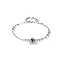 Mozambique Garnet and Simulated Diamond 0.30 ctw Bracelet in Silvertone (6-7In)