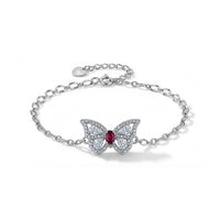 Mozambique Garnet and Simulated Diamond 1.20 ctw Bracelet in Silvertone (6-7In)