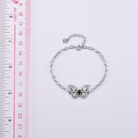 Chrome Diopside and Simulated Diamond 1.20 ctw Bracelet in Silvertone (6-7in)