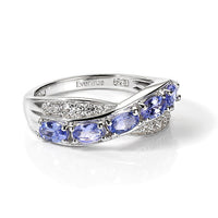 EverTrue Tanzanite, White Zircon Ring in Platinum Bond (Size 10.0) 1.35 ctw
