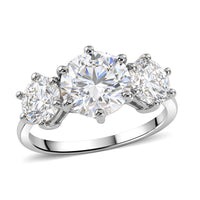 D'Joy Moissanite (Rnd 8mm) Trinity Spark Ring in 18K YG Plated Sterling Silver (Size 10.0) 3.50 ctw
