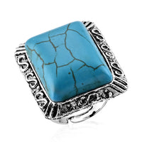 Turquoise Ring in Silvertone (Adjustable) 40.00 ctw