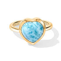 D''Joy AAA Larimar 4.10 ctw Solitaire Ring 18K YG Plated Sterling Silver (Size 8.0)